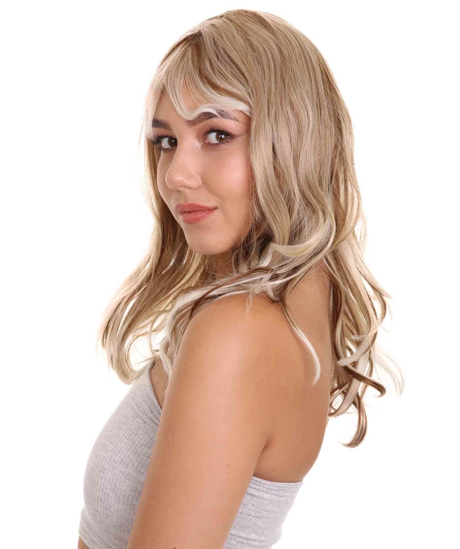HPO Adult Women's 18" In. Surfer Bleached Bad Guy Inspired Wig - Shoulder Length Wavy Beach Blonde Hair With Dark Roots - Lace Front Heat Resistant Fibers | Nunique 4 HPO Adult Women's 18" In. Surfer Bleached Bad Guy Inspired Wig - Shoulder Length Wavy Beach Blonde Hair With Dark Roots - Lace Front Heat Resistant Fibers | Nunique