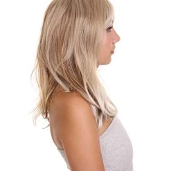 HPO Adult Women's 18" In. Surfer Bleached Bad Guy Inspired Wig - Shoulder Length Wavy Beach Blonde Hair With Dark Roots - Lace Front Heat Resistant Fibers | Nunique 11 HPO Adult Women's 18