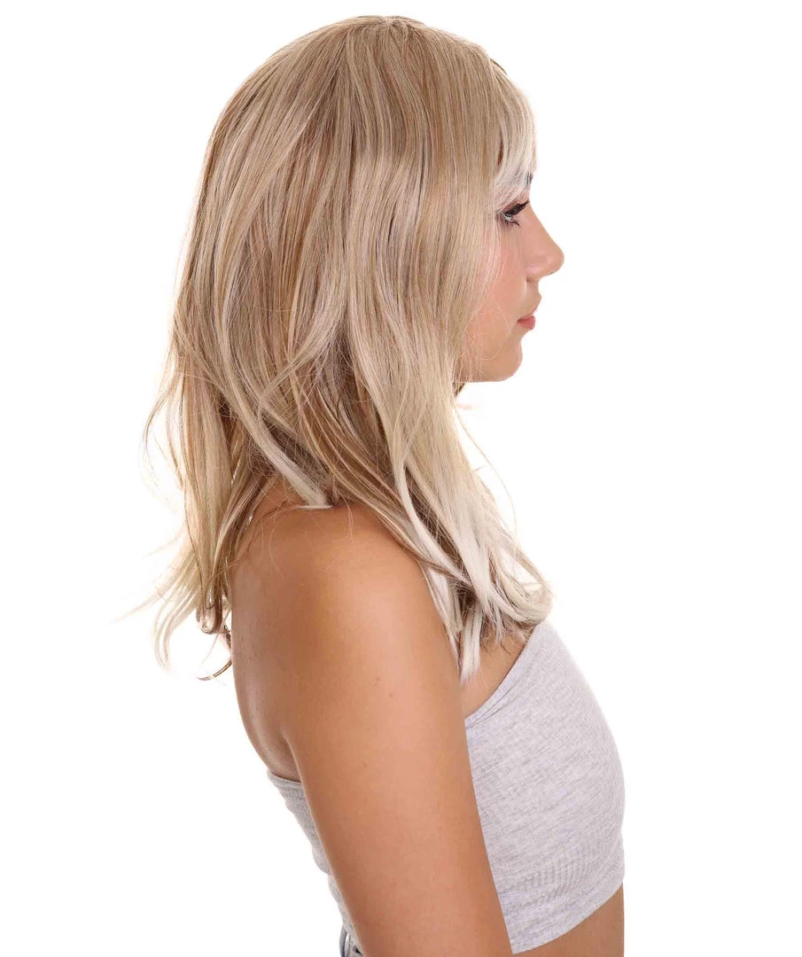 HPO Adult Women's 18" In. Surfer Bleached Bad Guy Inspired Wig - Shoulder Length Wavy Beach Blonde Hair With Dark Roots - Lace Front Heat Resistant Fibers | Nunique 5 HPO Adult Women's 18" In. Surfer Bleached Bad Guy Inspired Wig - Shoulder Length Wavy Beach Blonde Hair With Dark Roots - Lace Front Heat Resistant Fibers | Nunique