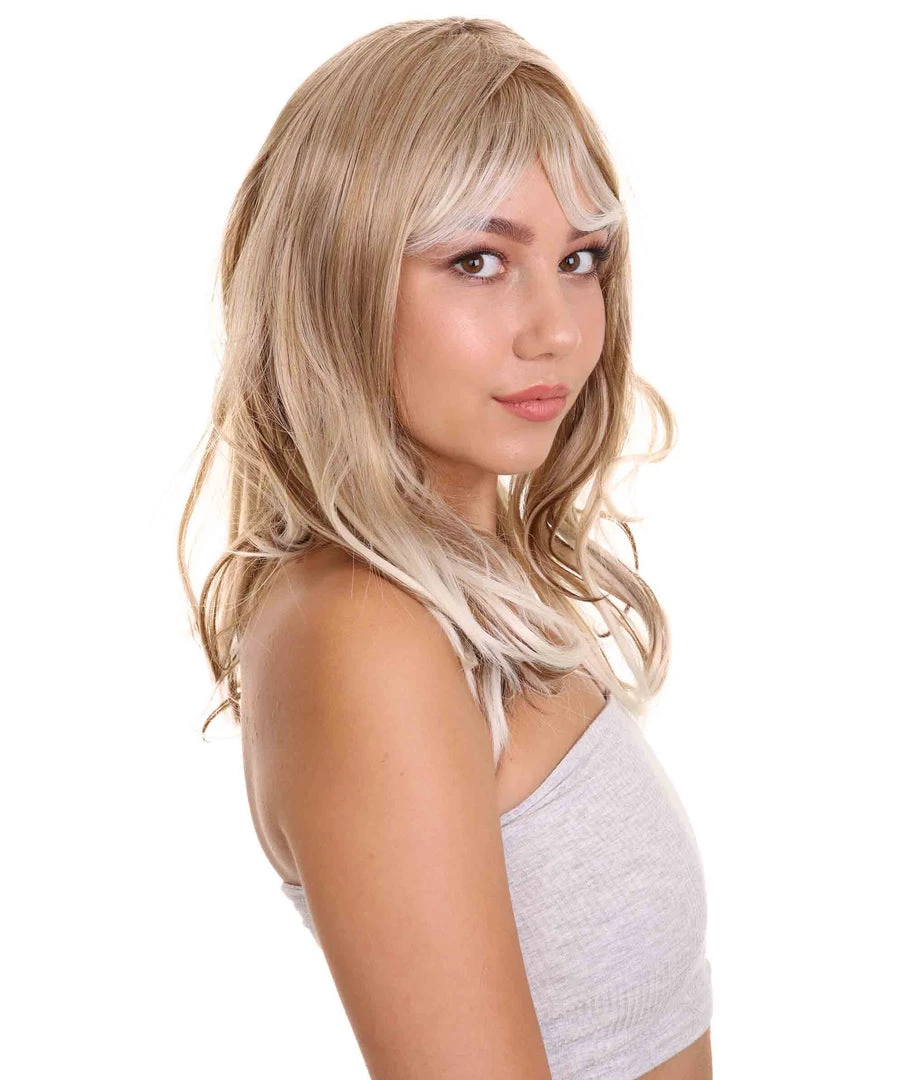 HPO Adult Women's 18" In. Surfer Bleached Bad Guy Inspired Wig - Shoulder Length Wavy Beach Blonde Hair With Dark Roots - Lace Front Heat Resistant Fibers | Nunique 6 HPO Adult Women's 18" In. Surfer Bleached Bad Guy Inspired Wig - Shoulder Length Wavy Beach Blonde Hair With Dark Roots - Lace Front Heat Resistant Fibers | Nunique