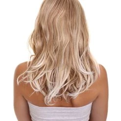 HPO Adult Women's 18" In. Surfer Bleached Bad Guy Inspired Wig - Shoulder Length Wavy Beach Blonde Hair With Dark Roots - Lace Front Heat Resistant Fibers | Nunique 13 HPO Adult Women's 18