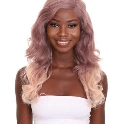 HPO Adult Women's 21" In. High End Make Up Artist Inspired Wig - Long Length Walnut Brown Ombre Hair - Lace Front Heat Resistant Fibers | Nunique