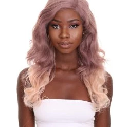 HPO Adult Women's 21" In. High End Make Up Artist Inspired Wig - Long Length Walnut Brown Ombre Hair - Lace Front Heat Resistant Fibers | Nunique