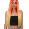 HPO Adult Women's 23" In. American Singer And Rapper Inspired Wig - Long Length Tropical Gradient Hair - Lace Front Heat Resistant Fibers | Nunique