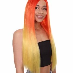 HPO Adult Women's 23" In. American Singer And Rapper Inspired Wig - Long Length Tropical Gradient Hair - Lace Front Heat Resistant Fibers | Nunique 13 HPO Adult Women's 23