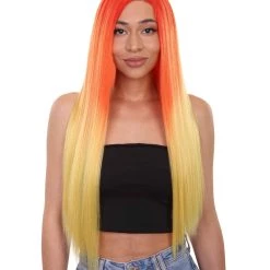 HPO Adult Women's 23" In. American Singer And Rapper Inspired Wig - Long Length Tropical Gradient Hair - Lace Front Heat Resistant Fibers | Nunique 14 HPO Adult Women's 23