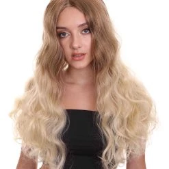 HPO Adult Women's 23" In. Social Media Influencer Inspired Wig - Long Length Blonde Ombre Hair - Lace Front Heat Resistant Fibers | Nunique