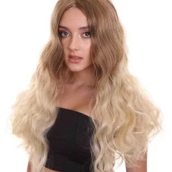 HPO Adult Women's 23" In. Social Media Influencer Inspired Wig - Long Length Blonde Ombre Hair - Lace Front Heat Resistant Fibers | Nunique 9 HPO Adult Women's 23