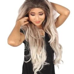 Ashley Women's Long Length Lace Front Wavy With Dark Top Bangs - Adults Fashoin Wigs | Nunique | Nunique