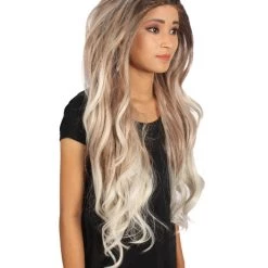 Ashley Women's Long Length Lace Front Wavy With Dark Top Bangs - Adults Fashoin Wigs | Nunique | Nunique
