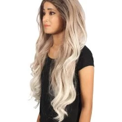 Ashley Women's Long Length Lace Front Wavy With Dark Top Bangs - Adults Fashoin Wigs | Nunique | Nunique