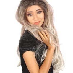 Ashley Women's Long Length Lace Front Wavy With Dark Top Bangs - Adults Fashoin Wigs | Nunique | Nunique