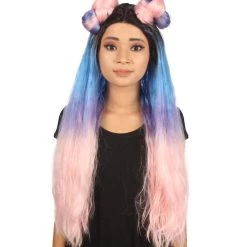 Nunique Bailey Women's Long Length Straight Lace Front Horny Buns With Dark Roots - Adults Fashion Wigs