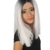Lena Women's Shoulder Length Lace Front Straight Hair With Dark Roots - Adult Fashion Wigs | Nunique | Nunique