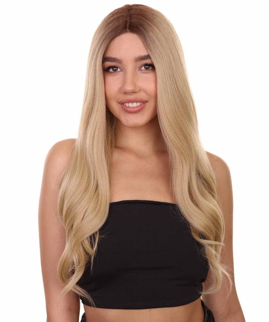 Mary-Kate Women's Long Length Lace Front Wavy Hair With Dark Roots - Adult Fashion Wigs | Nunique | Nunique 1 Mary-Kate Women's Long Length Lace Front Wavy Hair With Dark Roots - Adult Fashion Wigs | Nunique | Nunique