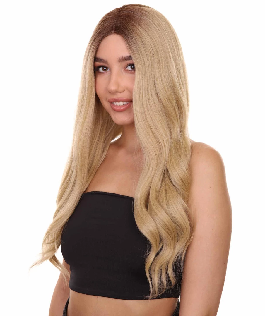 Mary-Kate Women's Long Length Lace Front Wavy Hair With Dark Roots - Adult Fashion Wigs | Nunique | Nunique 3 Mary-Kate Women's Long Length Lace Front Wavy Hair With Dark Roots - Adult Fashion Wigs | Nunique | Nunique