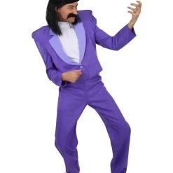HPO 80's Rock Star | Dark Purple Suit With Mock Turtle Neck | Premium Halloween Costume