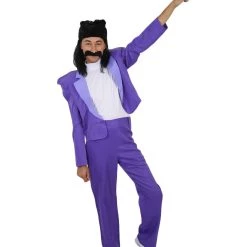 HPO 80's Rock Star | Dark Purple Suit With Mock Turtle Neck | Premium Halloween Costume