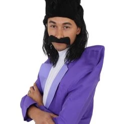 HPO 80's Rock Star | Dark Purple Suit With Mock Turtle Neck | Premium Halloween Costume