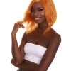 Nunique Adult Women's 17" In. American Singer And Rapper Inspired Wig - Shoulder Length Luminous Ginger Orange Hair - Lace Front Heat Resistant Fibers | Nunique