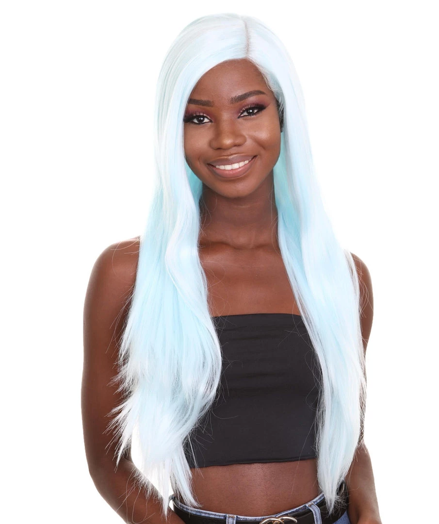 Nunique Adult Women's 23" In. Social Media / Make Up Artist Influencer Inspired Wig - Long Length Frozen Light Blue Hair - Lace Front Heat Resistant Fibers | Nunique 1 Nunique Adult Women's 23" In. Social Media / Make Up Artist Influencer Inspired Wig - Long Length Frozen Light Blue Hair - Lace Front Heat Resistant Fibers | Nunique