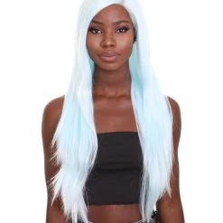 Nunique Adult Women's 23" In. Social Media / Make Up Artist Influencer Inspired Wig - Long Length Frozen Light Blue Hair - Lace Front Heat Resistant Fibers | Nunique