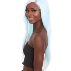 Nunique Adult Women's 23" In. Social Media / Make Up Artist Influencer Inspired Wig - Long Length Frozen Light Blue Hair - Lace Front Heat Resistant Fibers | Nunique 10 Nunique Adult Women's 23