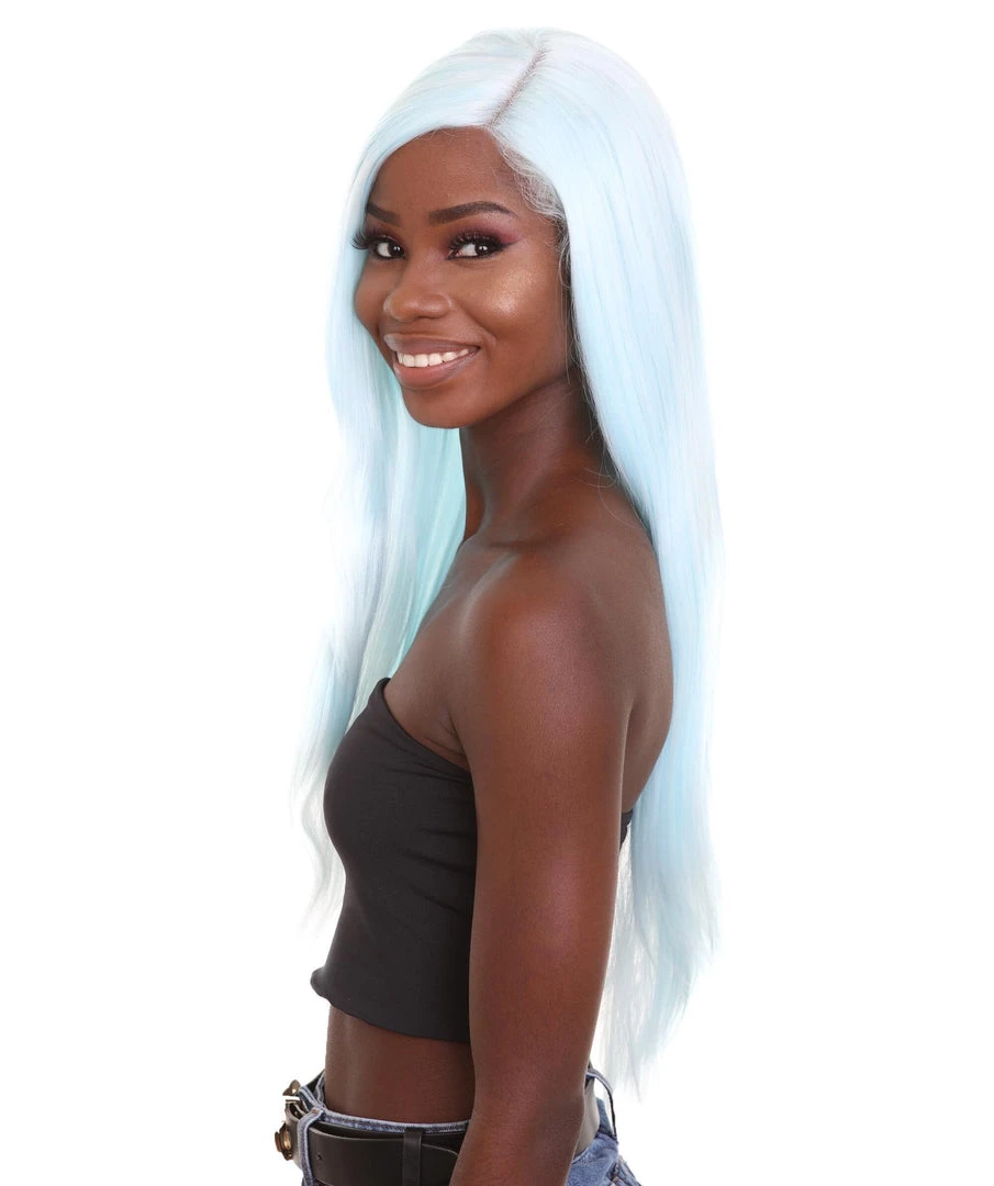 Nunique Adult Women's 23" In. Social Media / Make Up Artist Influencer Inspired Wig - Long Length Frozen Light Blue Hair - Lace Front Heat Resistant Fibers | Nunique 3 Nunique Adult Women's 23" In. Social Media / Make Up Artist Influencer Inspired Wig - Long Length Frozen Light Blue Hair - Lace Front Heat Resistant Fibers | Nunique