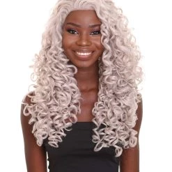 Nunique Women's 27" In. Lace Front Heat Resistant New Grey Styled Wig - Designed With Adjustable Lining For Universal Comfort - Heat Resistant Synthetic Fibers | Nunique