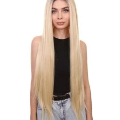 Romee Women's Long Length Lace Front Straight Hair With Dark Roots - Adult Fashion Wigs | Nunique | Nunique