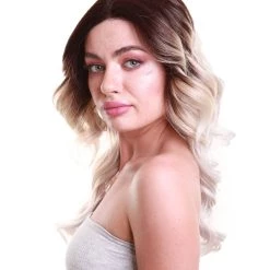 Sandra Women's Long 70's Lace Front Waves With Dark Roots - Adult Fashion Wigs | Nunique | Nunique
