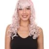 Women's 19" Wavy Soft Pink Lace Wig With Bangs - Women's Lace Wig With Bow | Nunique | Nunique