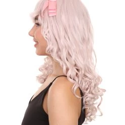 Women's 19" Wavy Soft Pink Lace Wig With Bangs - Women's Lace Wig With Bow | Nunique | Nunique 8 Women's 19