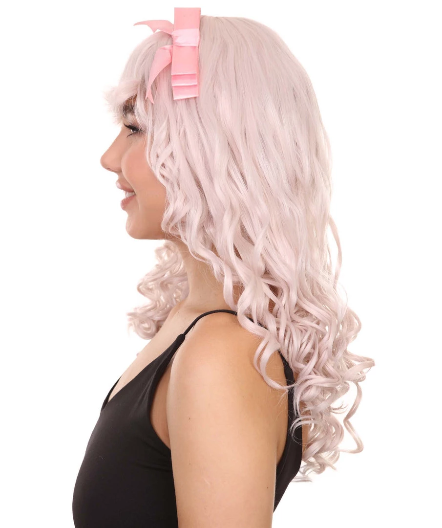 Women's 19" Wavy Soft Pink Lace Wig With Bangs - Women's Lace Wig With Bow | Nunique | Nunique 3 Women's 19" Wavy Soft Pink Lace Wig With Bangs - Women's Lace Wig With Bow | Nunique | Nunique
