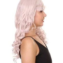 Women's 19" Wavy Soft Pink Lace Wig With Bangs - Women's Lace Wig With Bow | Nunique | Nunique 10 Women's 19