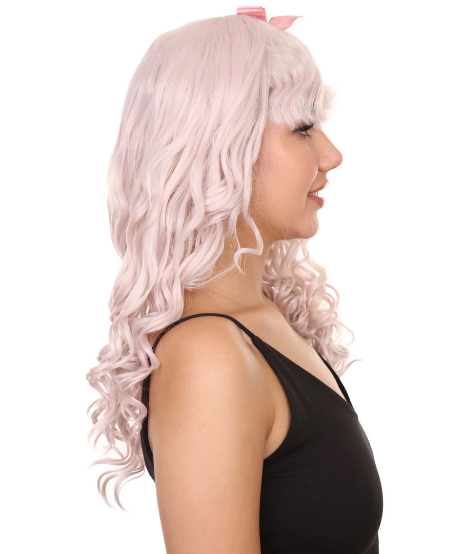 Women's 19" Wavy Soft Pink Lace Wig With Bangs - Women's Lace Wig With Bow | Nunique | Nunique 5 Women's 19" Wavy Soft Pink Lace Wig With Bangs - Women's Lace Wig With Bow | Nunique | Nunique