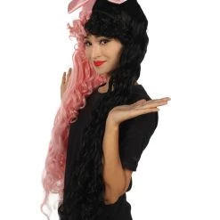 Women's Extra Long High Ponytail In Bubblegum Pink And Black Split Dye - Wavy Adult Lace Wig | Nunique | Nunique