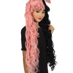 Women's Extra Long High Ponytail In Bubblegum Pink And Black Split Dye - Wavy Adult Lace Wig | Nunique | Nunique