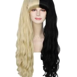 Women's Two-Tone Extra High Pigtails With Wavy Texture And Bangs Blonde | Fashion Wig | Nunique