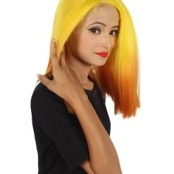 Womens Sunrise Shoulder Length 4x4 Lacefront - Dip Dye Synthetic Extra Bright Ombre Shoulder Length Bob - Adult Lace Front Wig | Nunique | Nunique