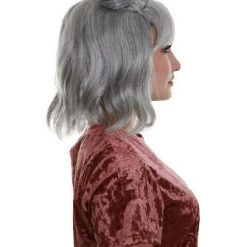 BC Space Buns | Women's Grey Color Straight Shoulder Length Trendy Space Buns Wig
