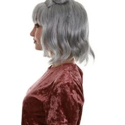 BC Space Buns | Women's Grey Color Straight Shoulder Length Trendy Space Buns Wig